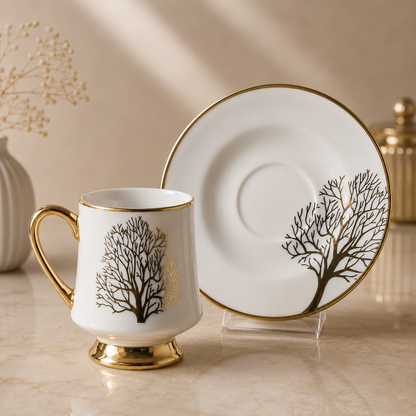 Karaca Afra 6-Piece Coffee Cup Set with Saucers 90 ml, 153.09.01.3648