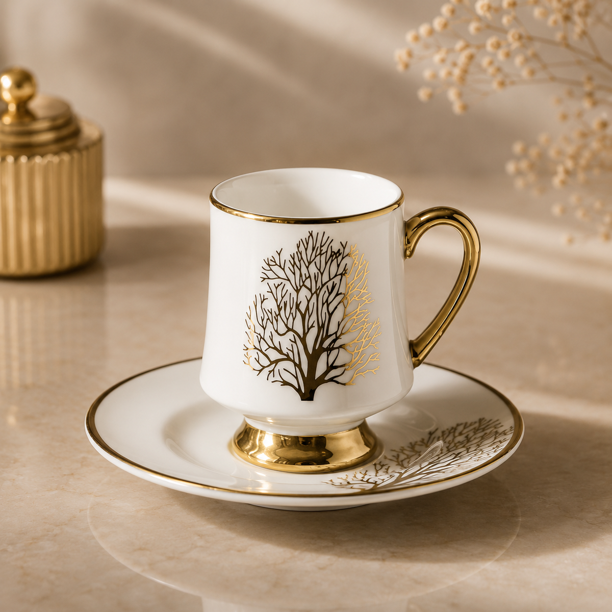 Karaca Afra 6-Piece Coffee Cup Set with Saucers 90 ml, 153.09.01.3648