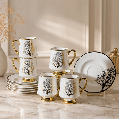 Karaca Afra 6-Piece Coffee Cup Set with Saucers 90 ml, 153.09.01.3648