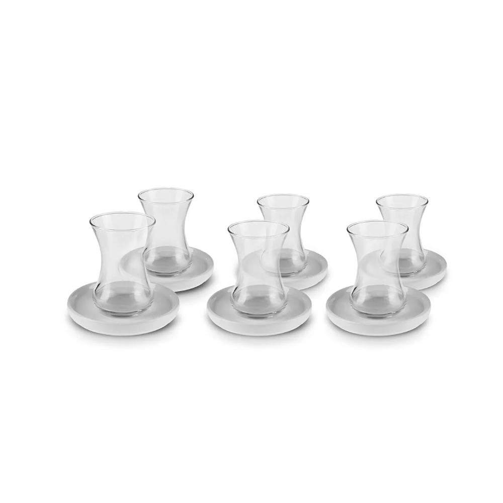 Karaca Sefa 12-Piece Round Tea Set for 6 People - White, 153.09.01.3995
