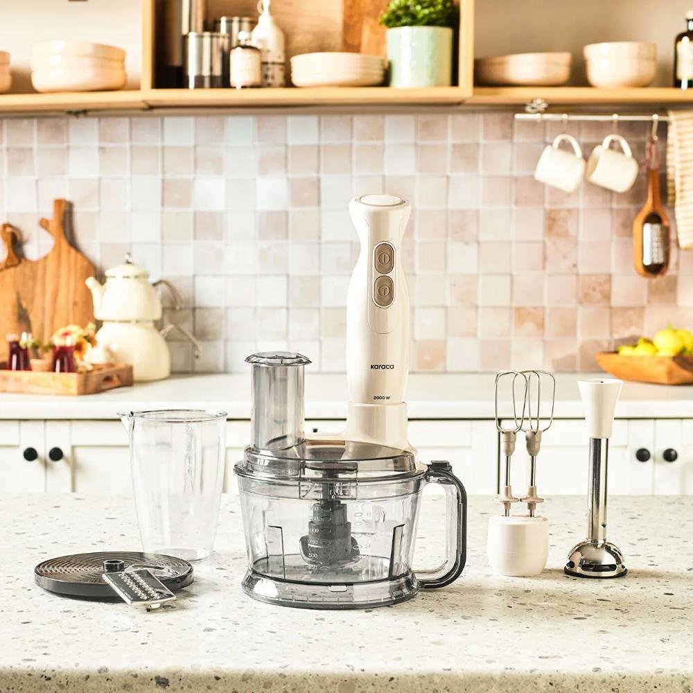 Karaca Pro Multimax 6 in 1 Multi-Purpose Food Processor, 2000 W - Iconic Beige, 153.09.01.4346