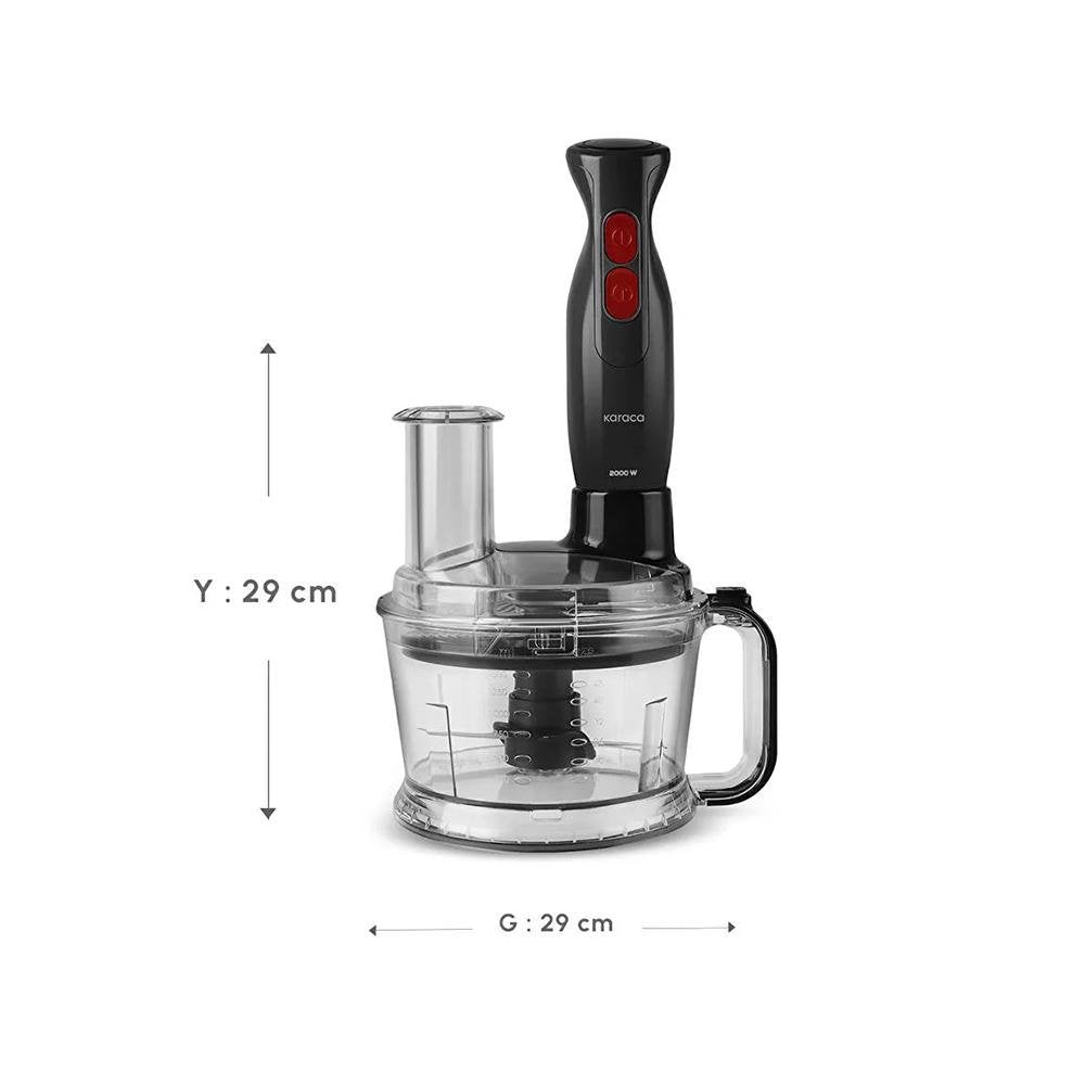 Karaca Pro Multimax 6 in 1 Multi-Purpose Food Processor, 2000 W - Black, 153.09.01.4349