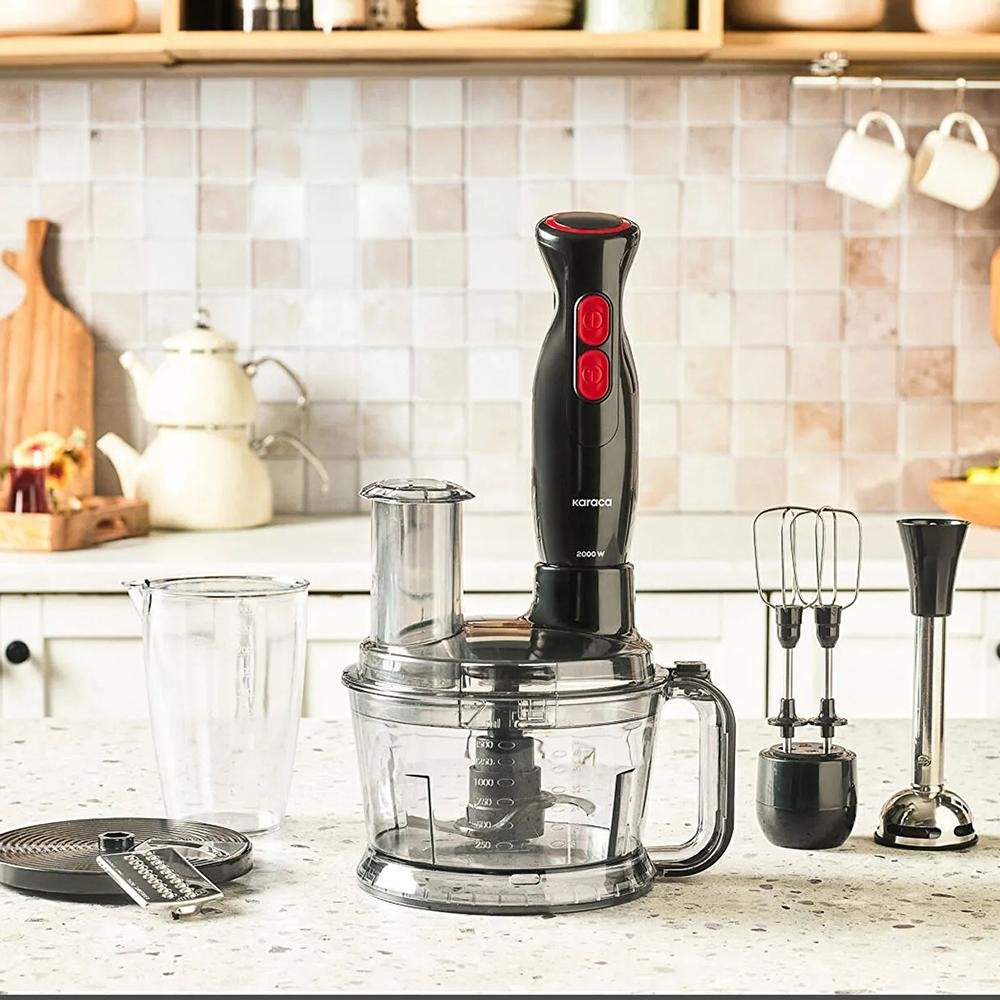 Karaca Pro Multimax 6 in 1 Multi-Purpose Food Processor, 2000 W - Black, 153.09.01.4349