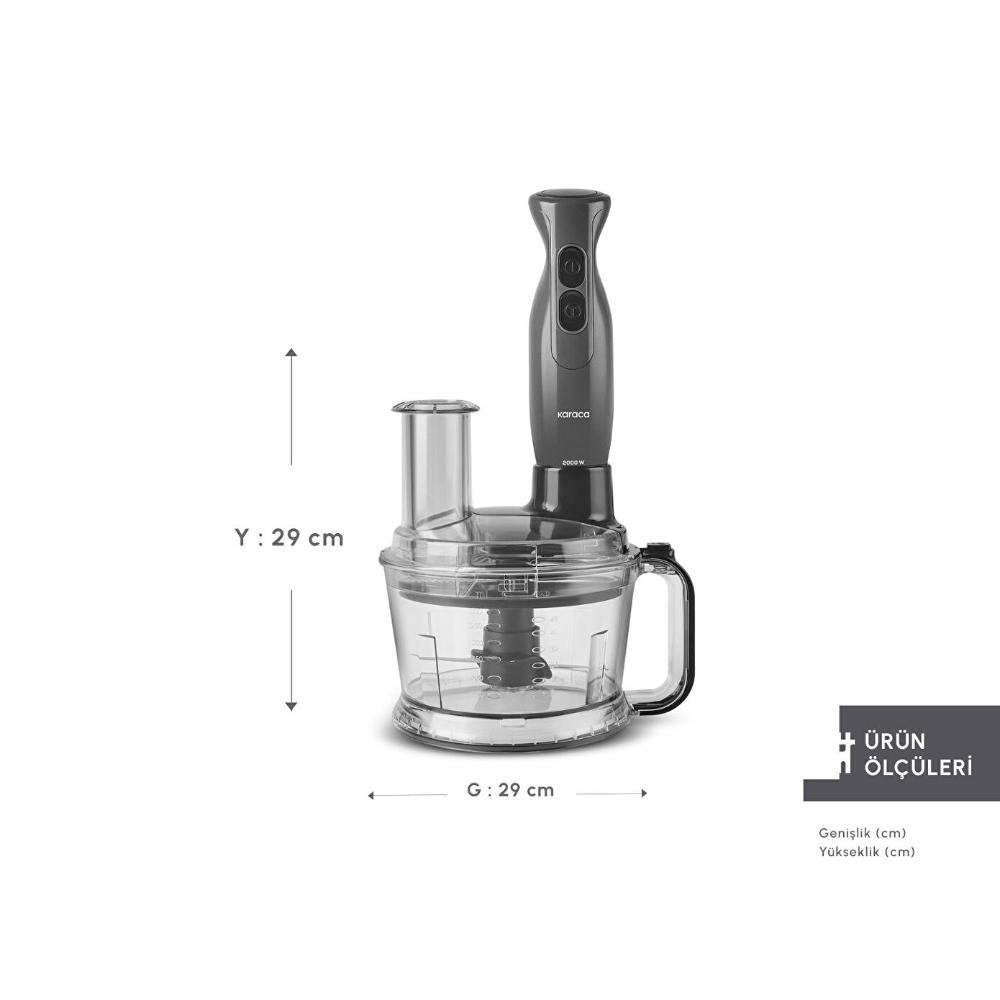 Karaca Pro Multimax 6-in-1 Multi-Purpose Food Processor 2000 W, Space Gray, 153.09.01.4350