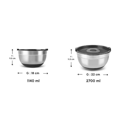 Karaca Mastermaid 2-Piece Steel MixingStorage Container - Black, 153.09.01.5010