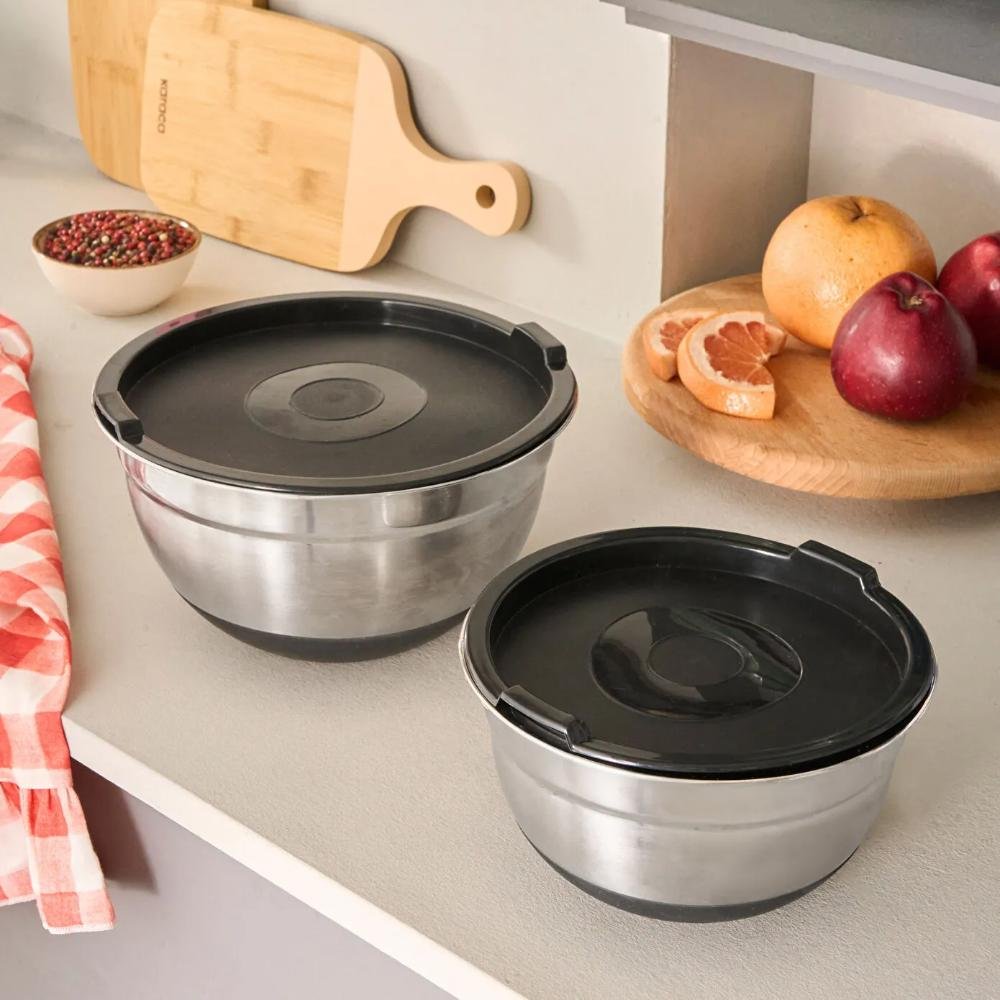 Karaca Mastermaid 2-Piece Steel MixingStorage Container - Black, 153.09.01.5010