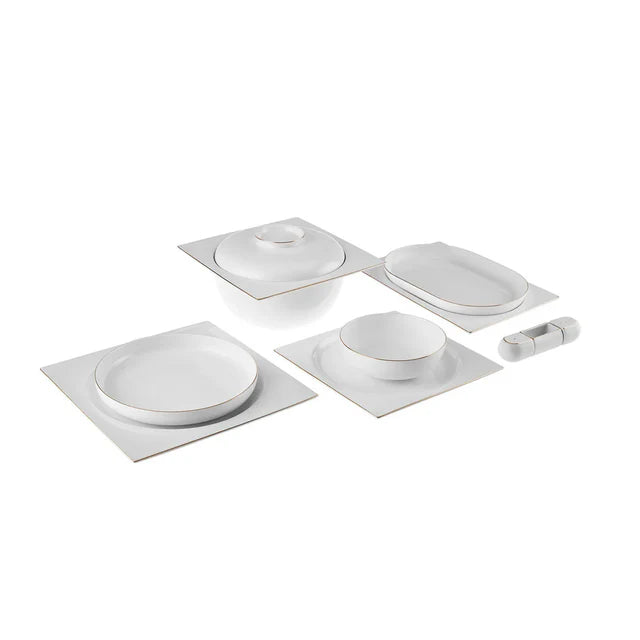 Karaca Red Carpet Collection Fine Pearl Extra Nish 62-Piece Dinner Set for 12 People, Platinum White, 153.03.08.4326