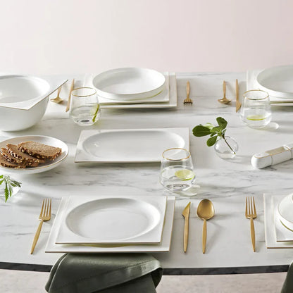 Karaca Red Carpet Collection Fine Pearl Extra Nish 62-Piece Dinner Set for 12 People, Platinum White, 153.03.08.4326