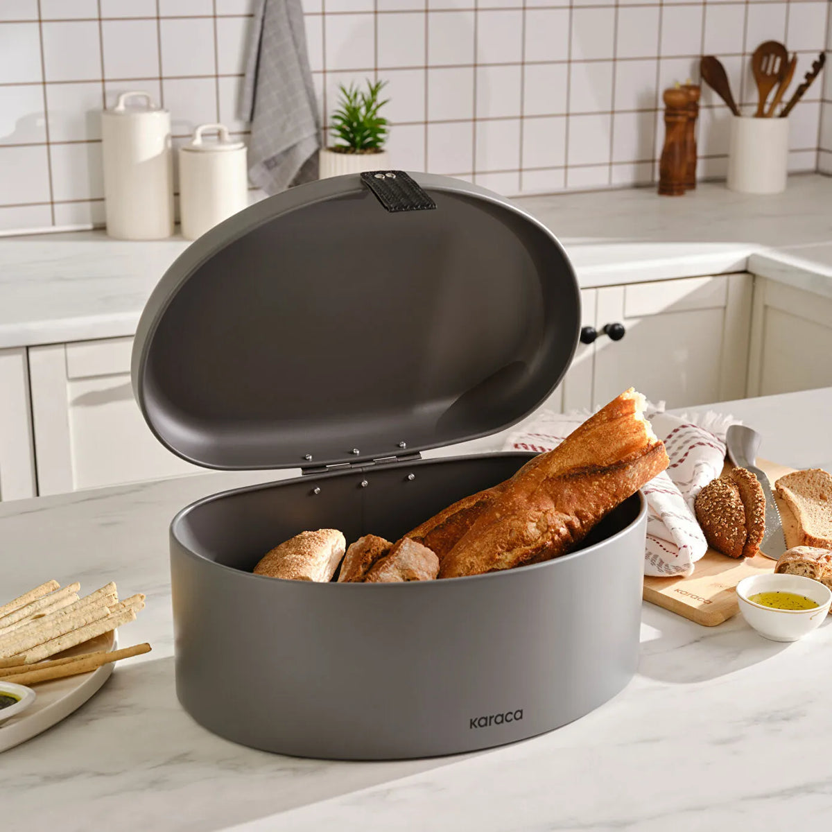 Karaca Mensa Bread Box - Grey, 153.09.01.6247
