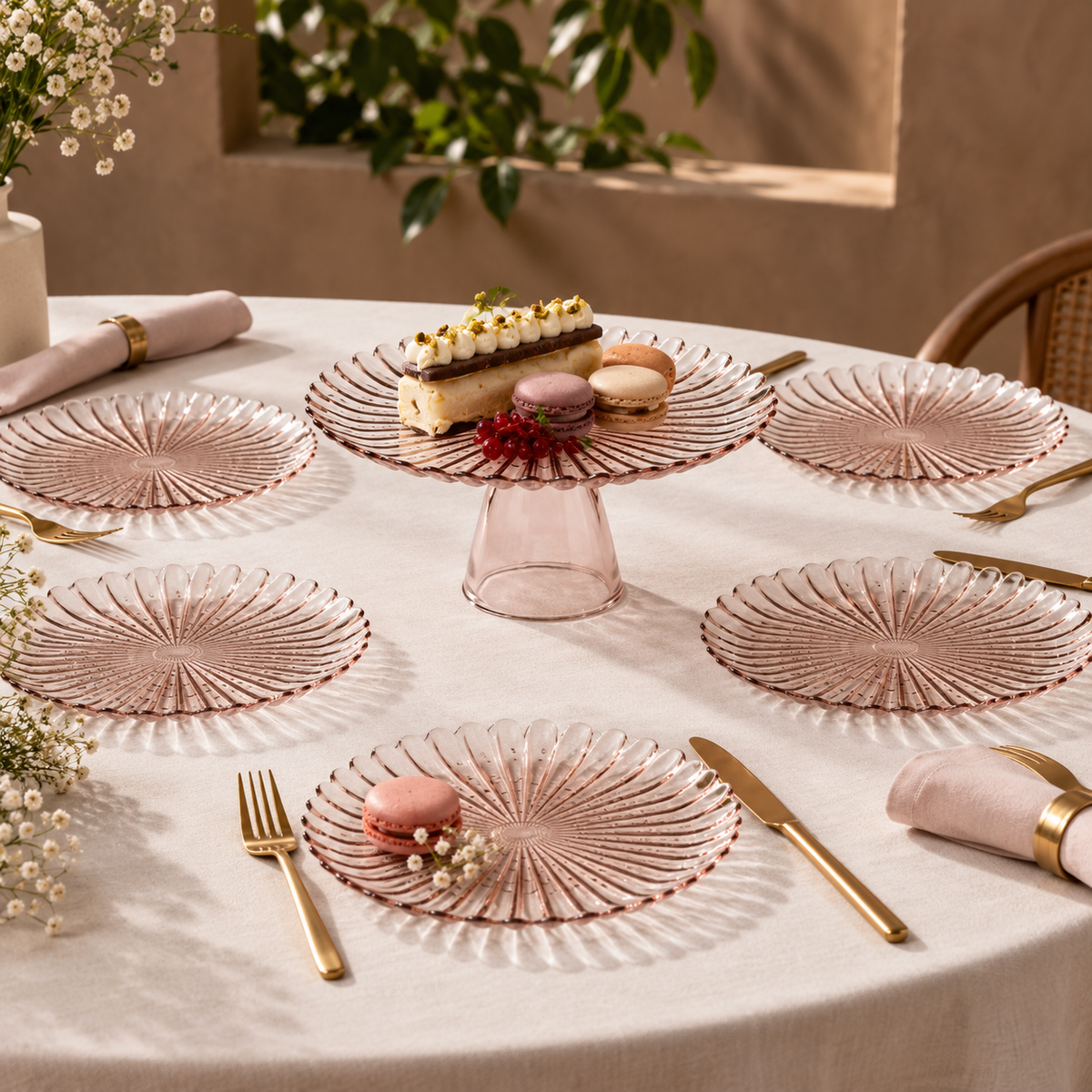 Karaca Emma 7-Piece Glass Cake and Dessert Set | Elegant Serving Set, 153.09.01.6273