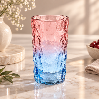 Karaca Glacier 6-Piece Beverage Glass Set 383 ml, Pink/Blue, 153.09.01.6693