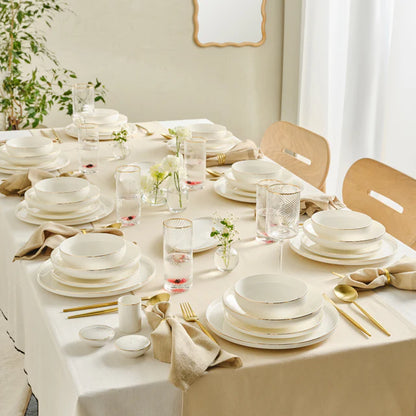 Karaca Red Carpet Collection Stream Bone Merope 53-Piece 12-Person Dinner Set Gold, 153.09.01.6831