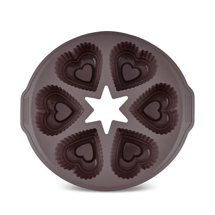 Karaca Crick Crack Harmony 6-Piece Heart-Shaped Silicone Muffin Mold, 153.09.01.6839