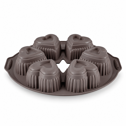 Karaca Crick Crack Harmony 6-Piece Heart-Shaped Silicone Muffin Mold, 153.09.01.6839
