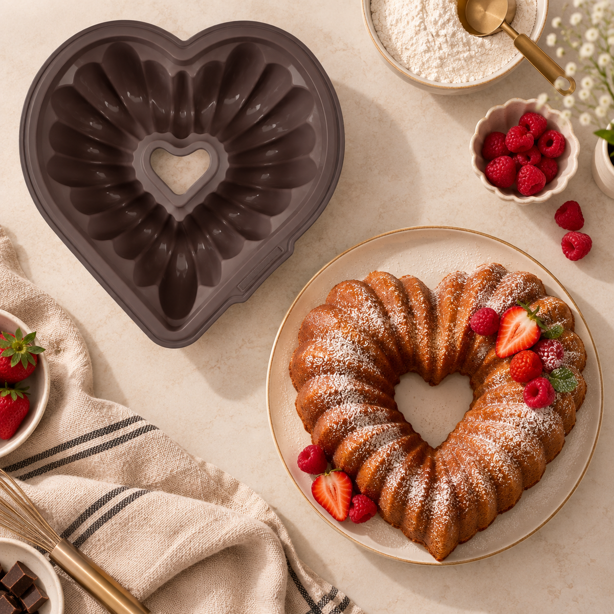Karaca Crick Crack Harmony Heart-Shaped Silicone Cake Pan, 153.09.01.6840