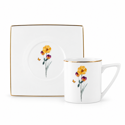 Karaca Valencia 12-Piece Cup & Saucer Set for 6 People – 190 ml, 153.09.01.7021