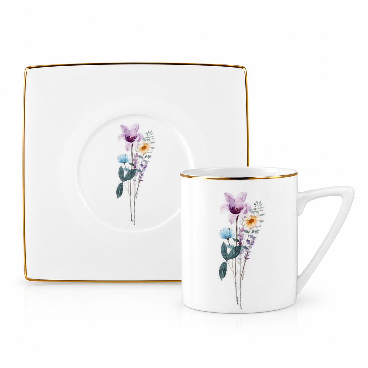 Karaca Valencia 12-Piece Cup & Saucer Set for 6 People – 190 ml, 153.09.01.7021