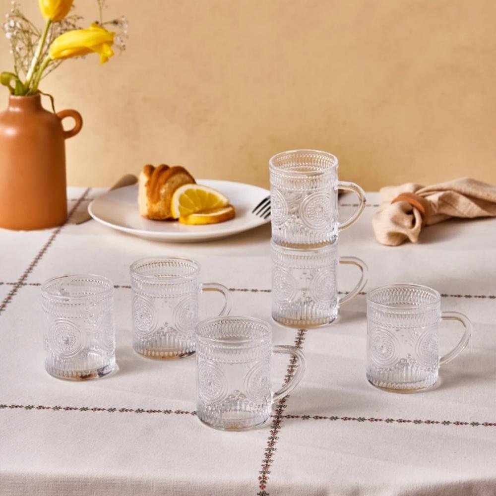 Karaca Margo Set of 6 Tea Cups/Cups - 155 ml, 153.09.01.7117
