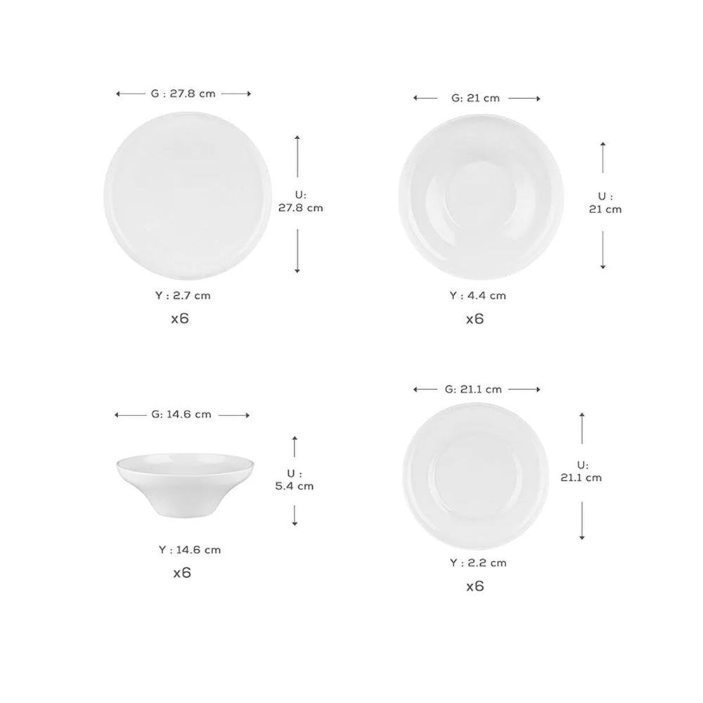 Karaca Stream Bone Selene 24-Piece Dinner Set for 6 People, 153.09.01.8083
