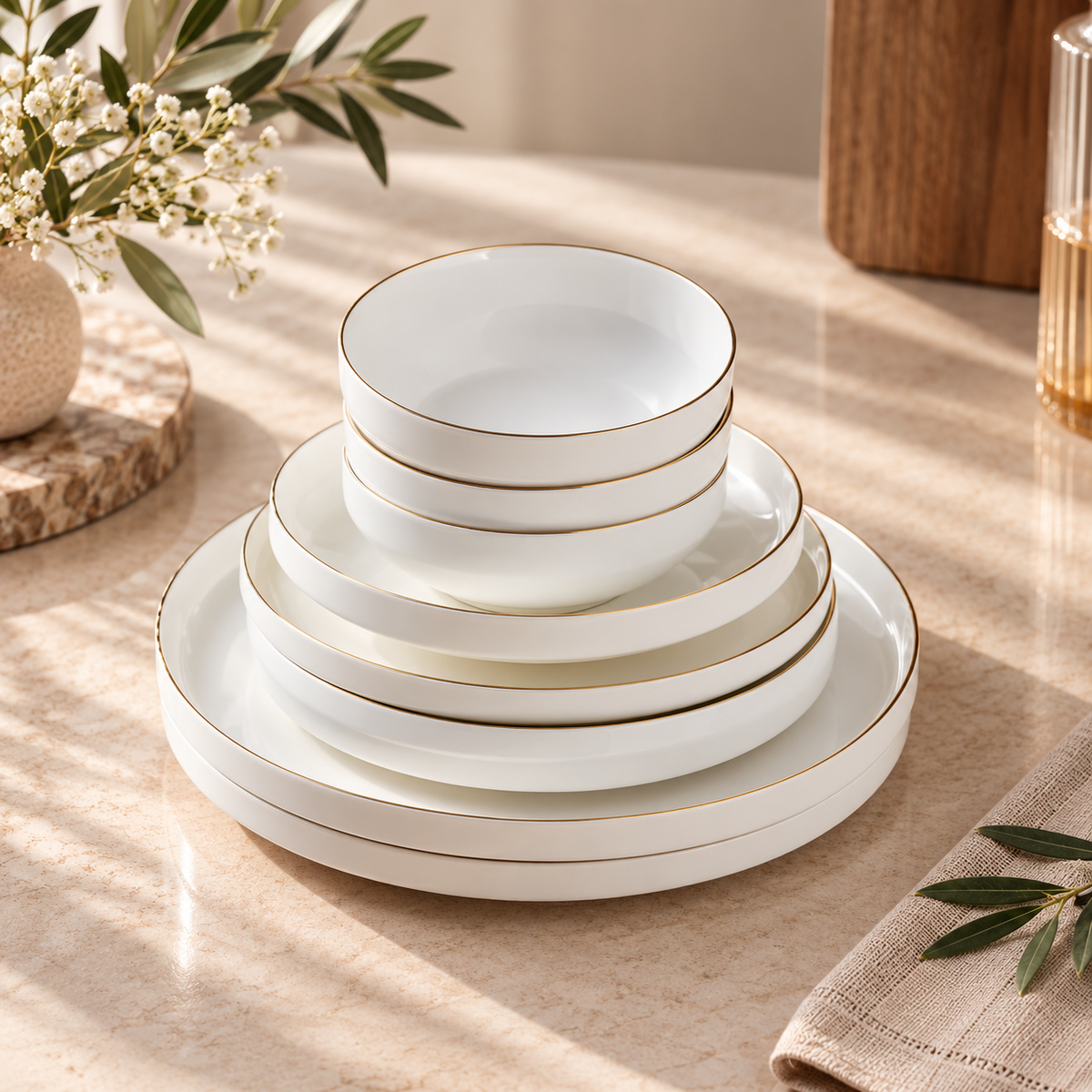 Karaca Stream Bone Saturn 24-Piece Dinner Set for 6 People, 153.09.01.9367