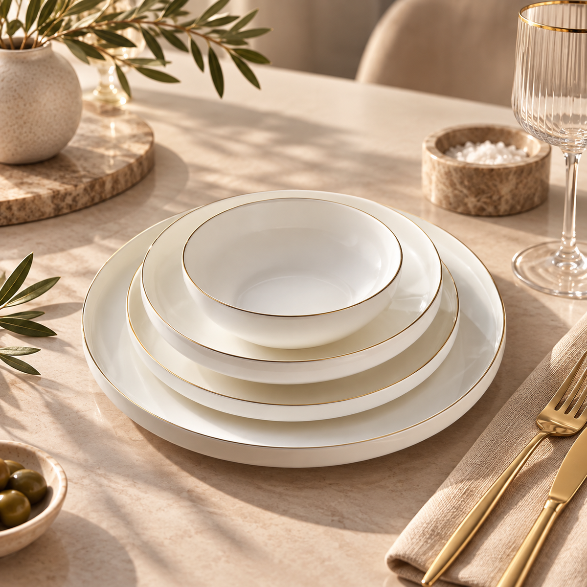 Karaca Stream Bone Saturn 24-Piece Dinner Set for 6 People, 153.09.01.9367