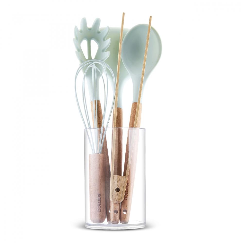Karaca Aura 6-Piece Service Set - Natural Wood & Sage Green, 153.09.01.9393