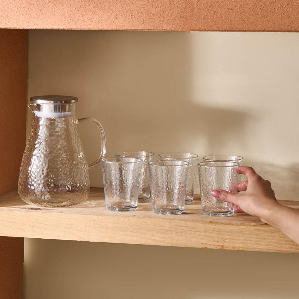 Karaca Luminous 7-Piece Glass Set – Transparent | Elegant Jug & Glassware, 153.09.01.9477