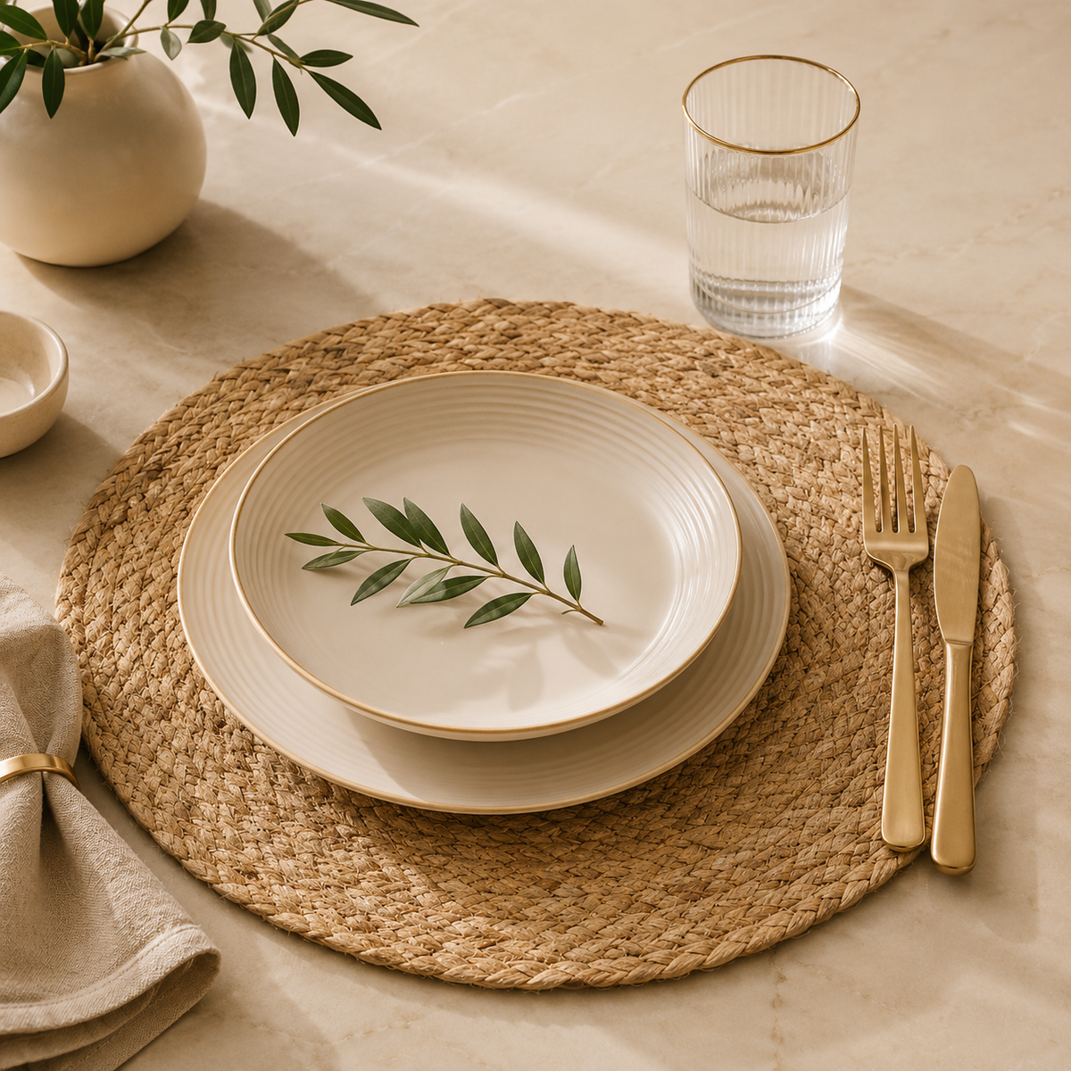 Karaca Ravlen Wicker Placemat 2 Pieces Set 38 cm, 153.19.01.1426