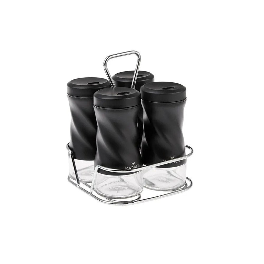 Karaca Tottori Black 5-Piece Square Spice Jar Set, 153.03.06.4741