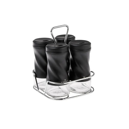 Karaca Tottori Black 5-Piece Square Spice Jar Set, 153.03.06.4741