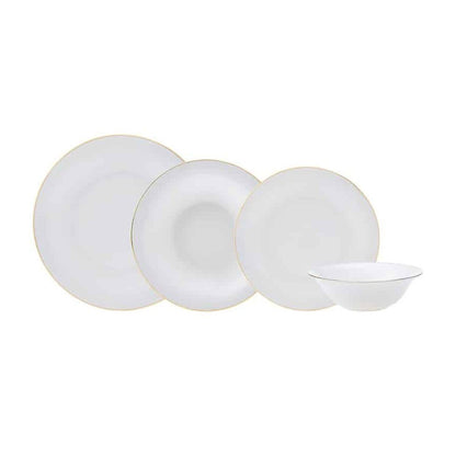 Karaca Fine Pearl Diana 24-Piece Dinner Set for 6 People - Gold Rim, 153.03.06.5020
