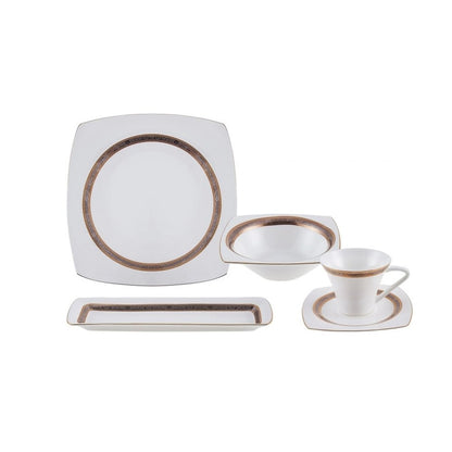 Karaca Fine Pearl Majesty 26-Piece Breakfast Set - 6-Person | Square Design Elegance, 153.03.07.5699