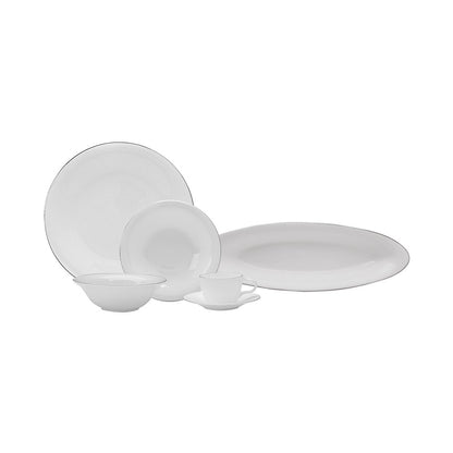 Karaca Fine Pearl Fame 26-Piece Breakfast Set - 6-Person | White & Platinum Frame Classic Design, 153.03.07.5703