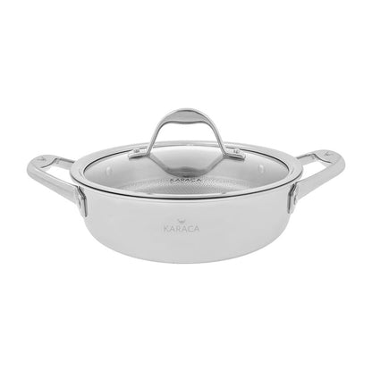 Karaca 3Ply PowerSteel 316+ Stainless Steel Induction Base Honeycomb Patterned Casserole 24 cm, 153.03.08.0552