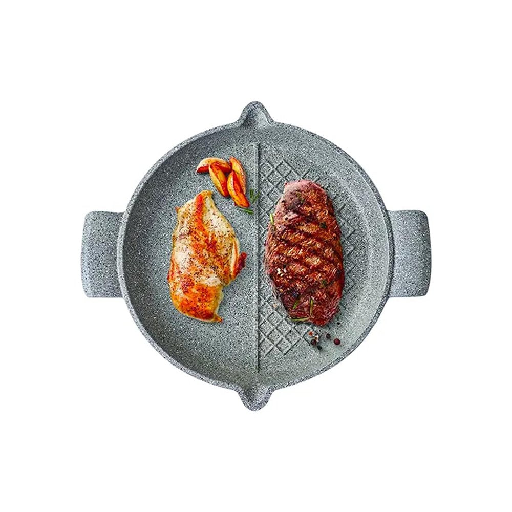 Karaca Love of Kitchen Biogranite Double-Sided Griddle Pan with 2 Oven Gloves 30 cm, 153.03.08.1369