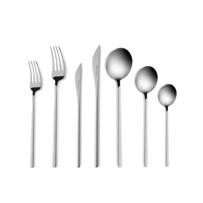 Karaca Focus 84-Piece Stainless Steel Cutlery Set for 12 People | Platinum Finish, 153.03.08.1807