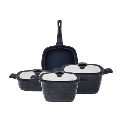 Karaca BioDiamond Cast Iron Square Cookware Set – 7 Pieces, 153.03.08.1853