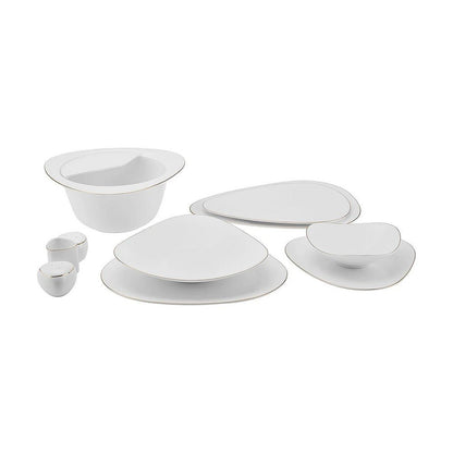 Karaca Fine Pearl Extra Tristan 62-Piece Dinner Set for 12 People, White/Gold, 153.03.08.1956