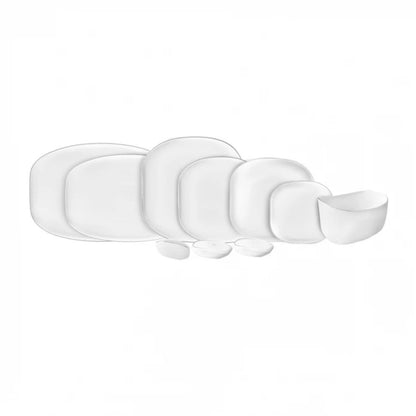Karaca Streamline Plato 59-Piece Bone China Dinner Set for 12 People - White Gold, 153.03.08.2050