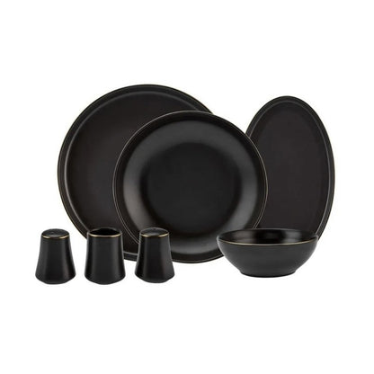 Karaca Elara Matte Black 57-Piece 12-Person Porcelain Dinner Set, 153.03.08.2563