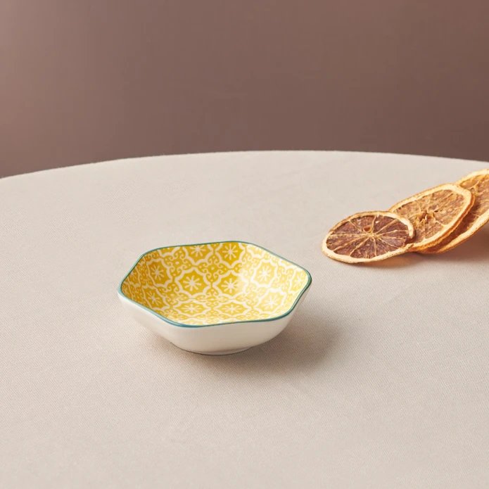 Karaca Floral Green Hexagon Snack Bowl 11cm, 153.03.08.2987