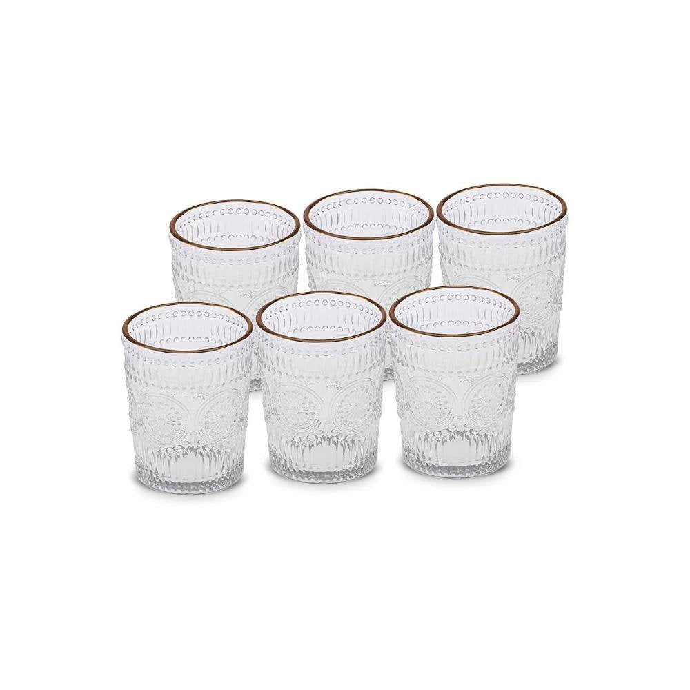 Karaca Sunflower 6-Piece Gold Water Glass Set – 250 ml, 153.03.08.4346