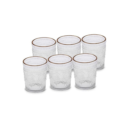 Karaca Sunflower 6-Piece Gold Water Glass Set – 250 ml, 153.03.08.4346