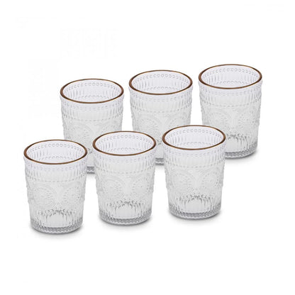 Karaca Sunflower 6-Piece Gold Water Glass Set – 332 ml, 153.03.08.4347
