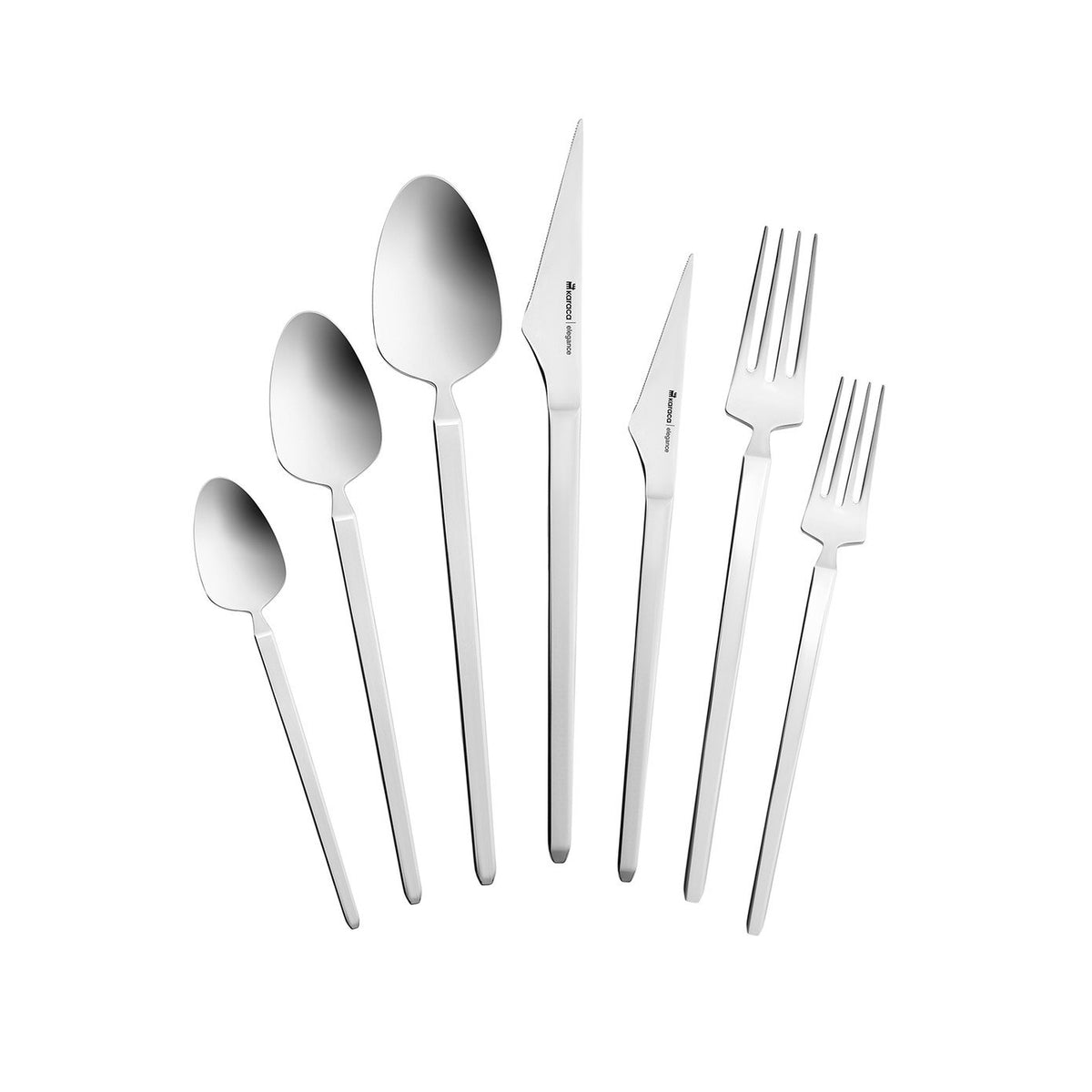 Karaca Elegance New Glacial V2 Platinum 84-Piece Cutlery Set for 12 People, 153.03.08.4824