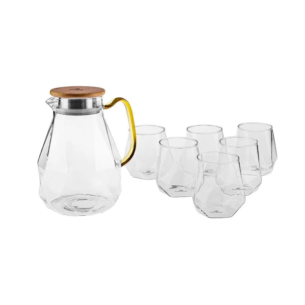 Karaca Savona 7-Piece Clear Glass Drinkware Set for 6 People – 1.8 L Pitcher, 153.09.01.0648