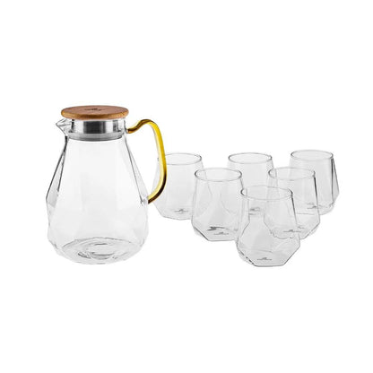 Karaca Savona 7-Piece Clear Glass Drinkware Set for 6 People – 1.8 L Pitcher, 153.09.01.0648