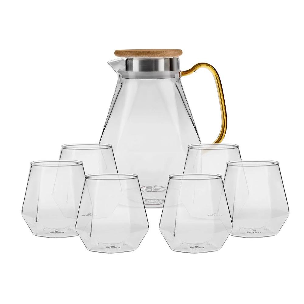 Karaca Savona 7-Piece Clear Glass Drinkware Set for 6 People – 1.8 L Pitcher, 153.09.01.0648