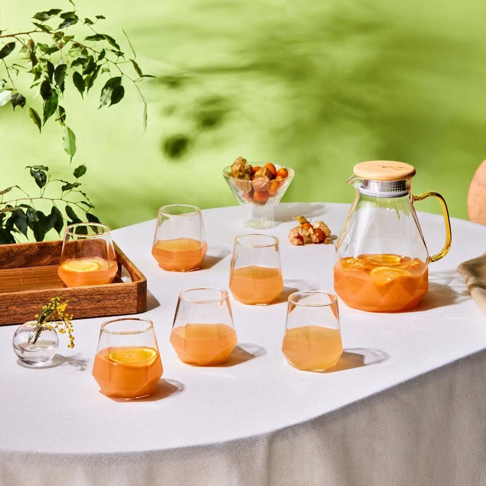 Karaca Savona 7-Piece Clear Glass Drinkware Set for 6 People – 1.8 L Pitcher, 153.09.01.0648
