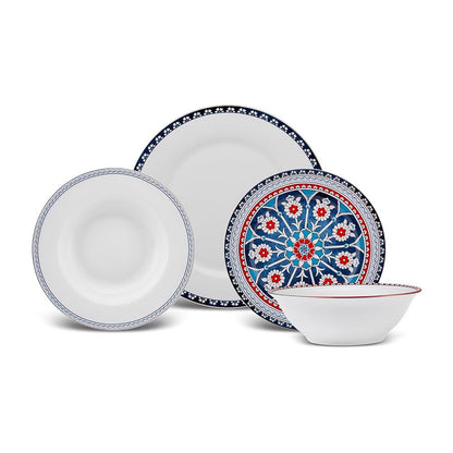 Karaca Elegance Bone Ancient Premium 24-Piece Bone Porcelain Dinner Set for 6 People - Timeless Elegant Collection, 153.09.01.1365